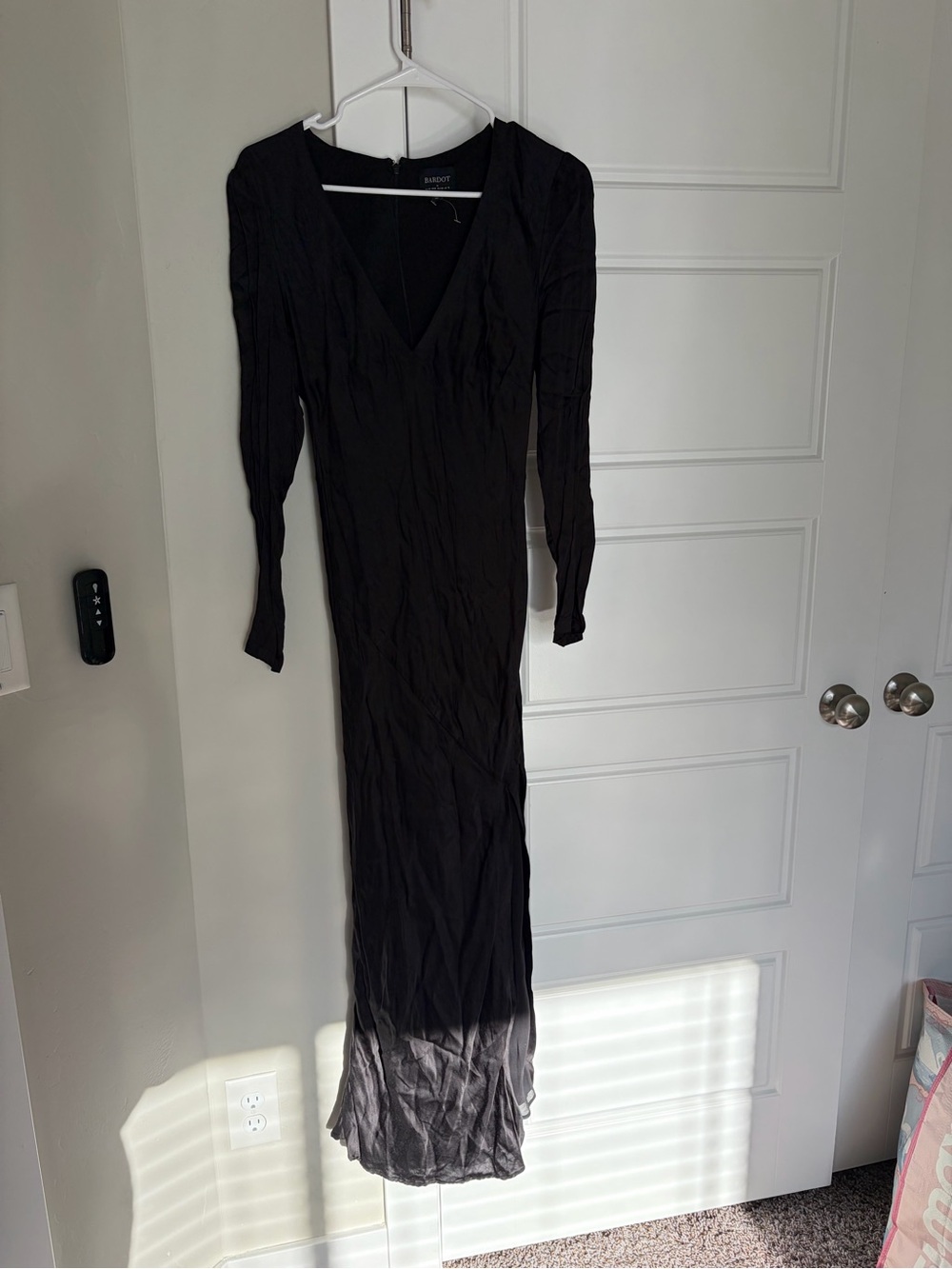 Bardot Black Long Sleeve V-Neck Maxi Dress